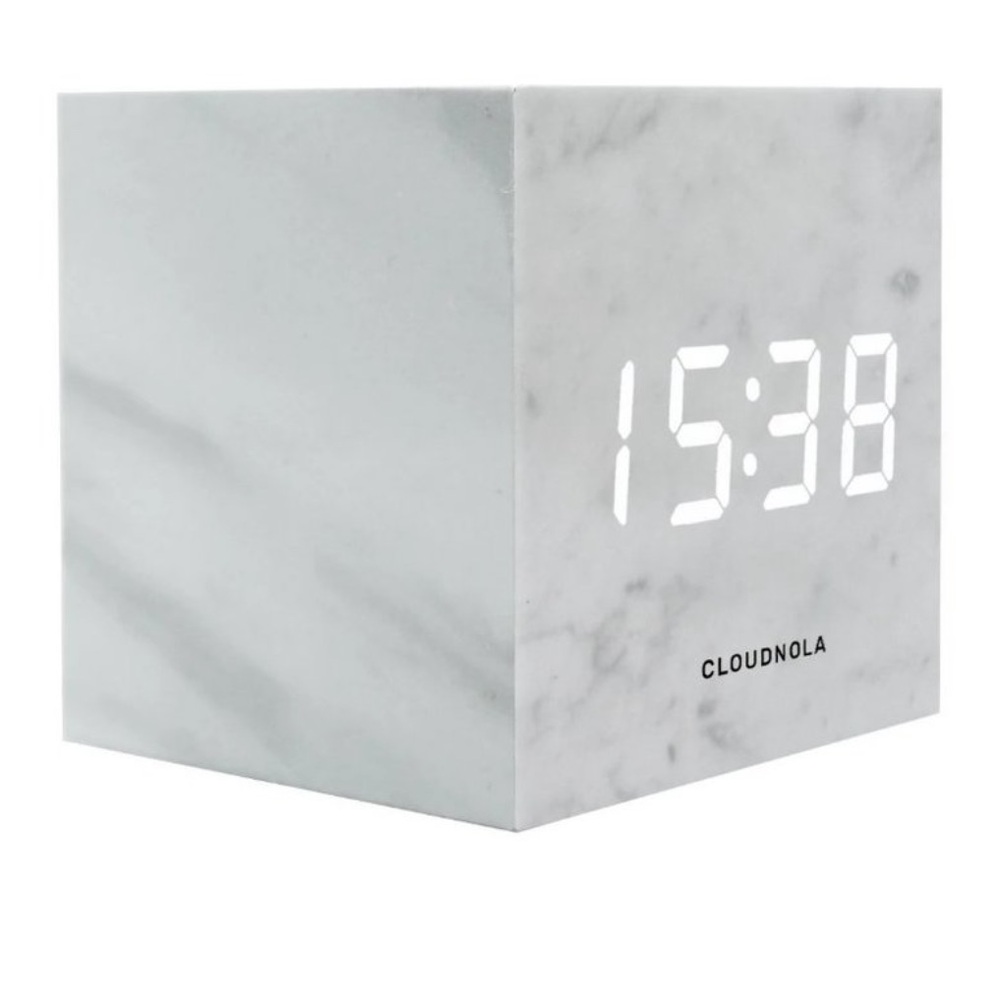 White Marble Cube Clock